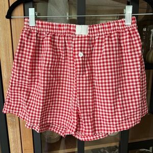 Gingham boxer shorts logo patch daily drills parke high waisted rise pjs lounge